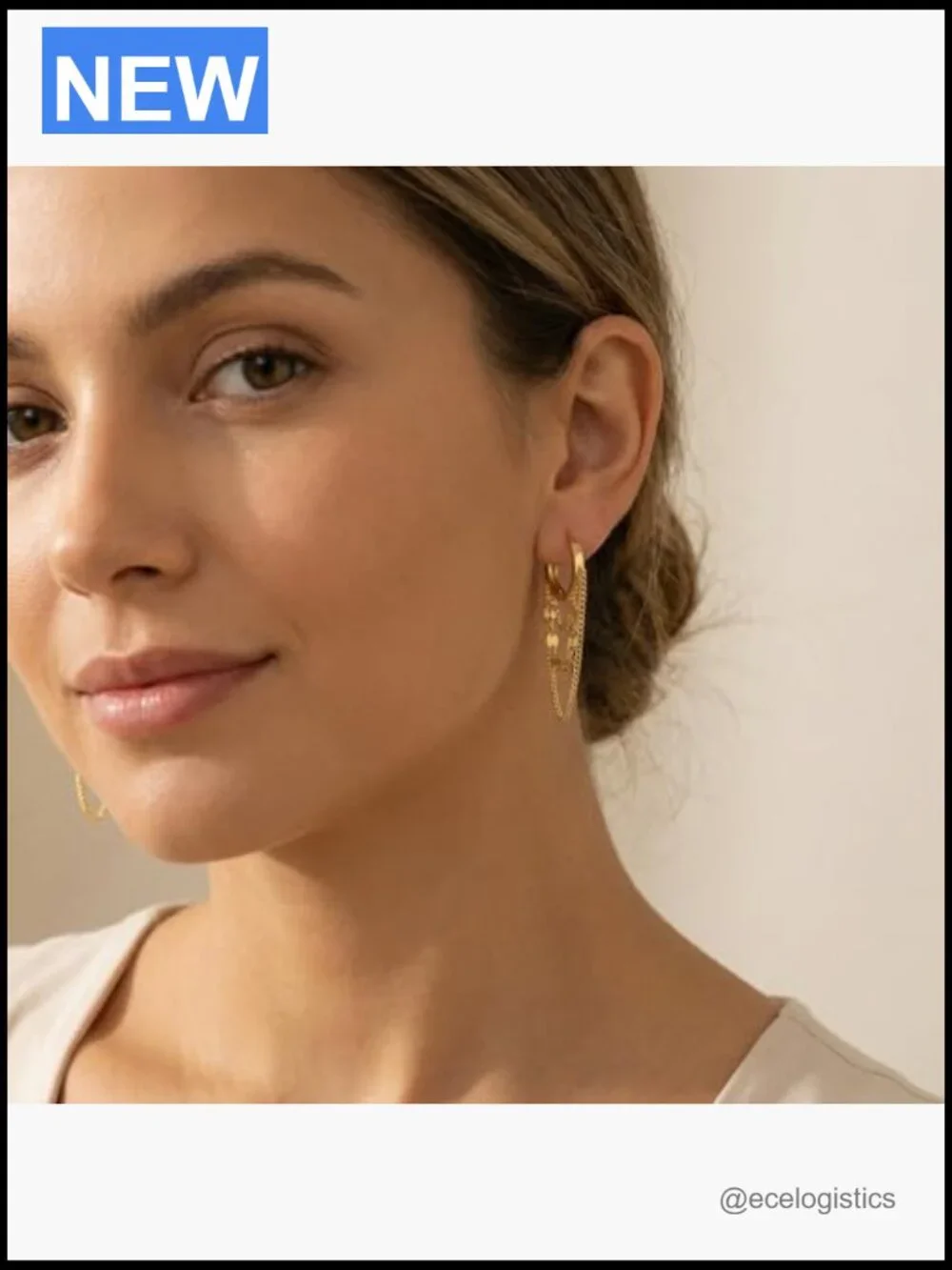925 Sterling Silver Chain Drop Hoop Earrings for Teens